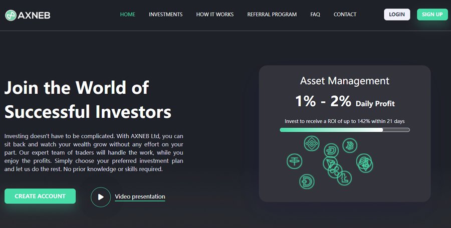 Axneb.com投资简介：每天分红1%-2%