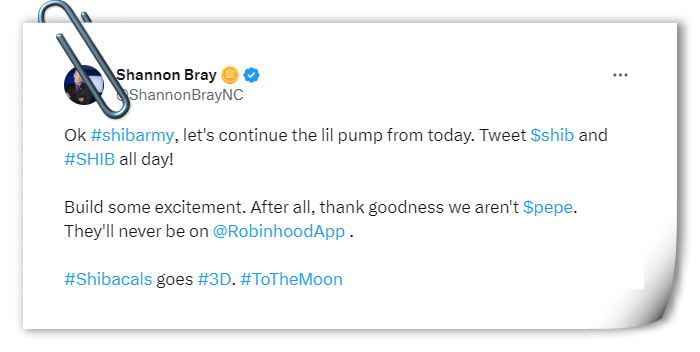 American politician expressed appreciation of Shiba Inu (SHIB) tokens