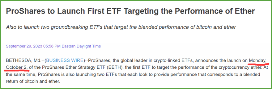 下周一将上线9档以太坊期货ETF，并且资产管理公司正在申请以太坊现货ETF