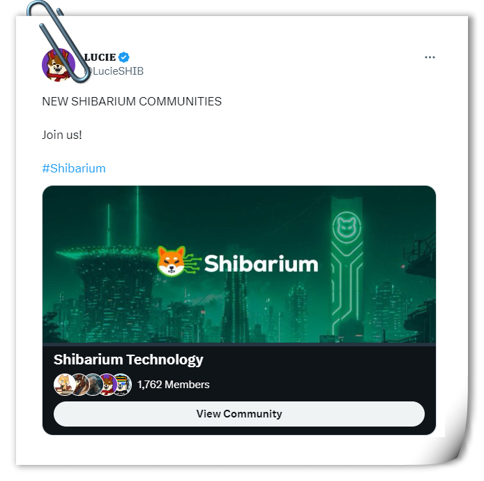 Shibarium Technology created a Twitter community to support Shib Movement