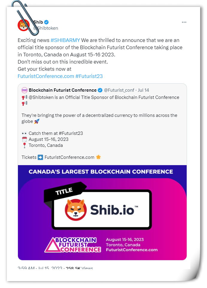 Shiba Inu is a Title Sponsor of Blockchain Futurist Conference in Toronto