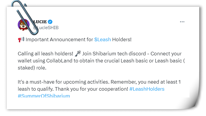 Shiba Inu team released a significant update regarding LEASH