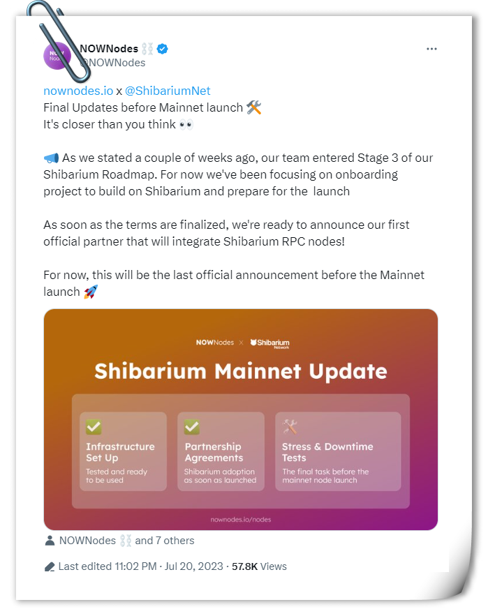 NOWNodes provided final updates before Shibarium mainnet launch